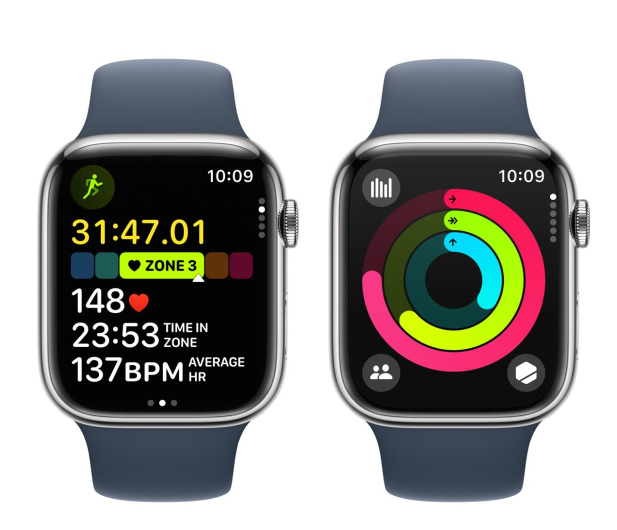 Apple Watch 9 45/Silver Steel/Storm Blue Sport Band S/M LTE - 1180288 - zdjęcie 9